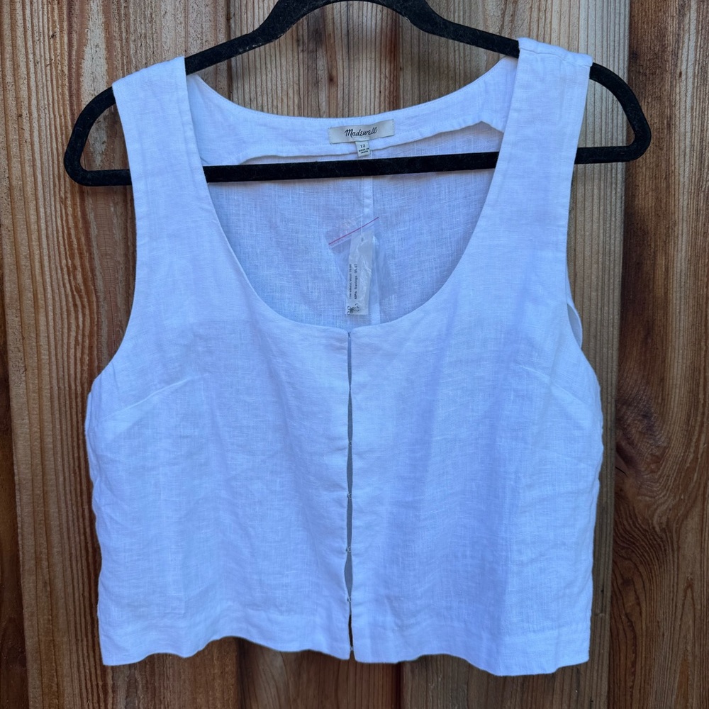 NWT Madewell White Sleeveless Linen Top